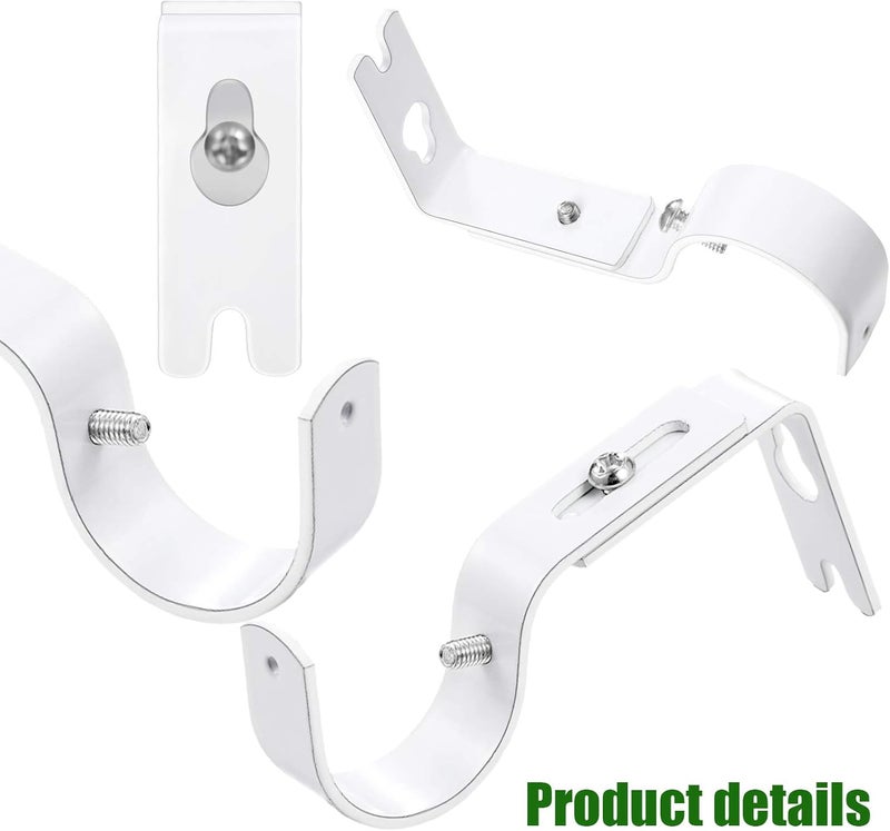 Frienda 4 Pcs Curtain Rod Support Brackets White Adjustable Curtain Rod Hangers for 1 Inch Diameter General Hardware Holders Wall Bracket Hanger Hooks with Screws - Image 4
