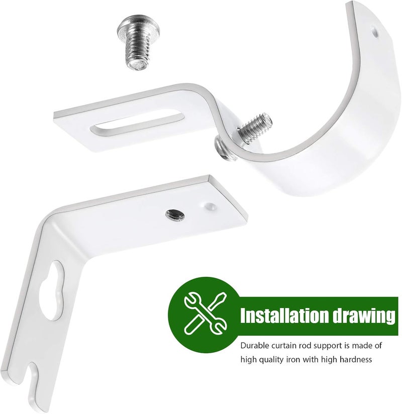 Frienda 4 Pcs Curtain Rod Support Brackets White Adjustable Curtain Rod Hangers for 1 Inch Diameter General Hardware Holders Wall Bracket Hanger Hooks with Screws - Image 5