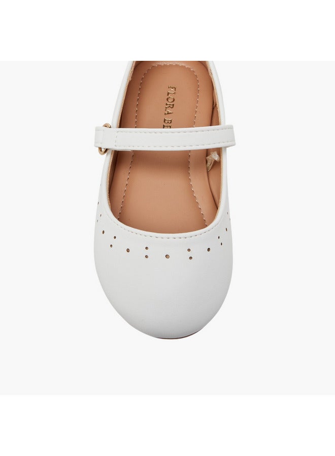 Flora Bella By Shoexpress Girls Cutout Detail Ballerina Shoes with Hook and Loop Closure  - Image 4