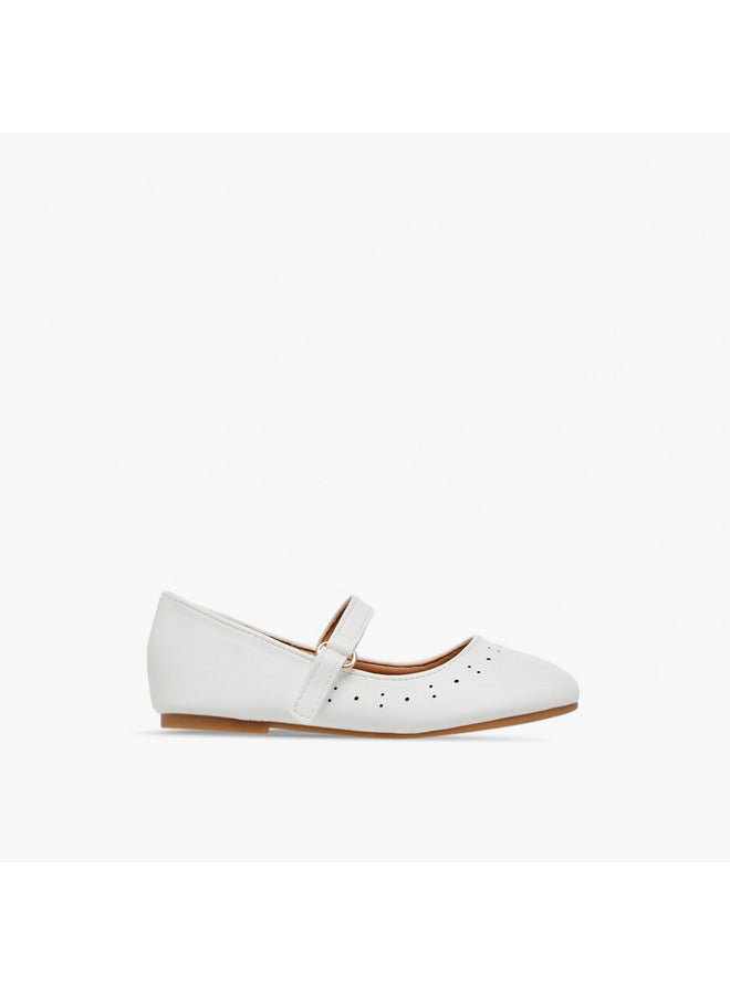 Flora Bella By Shoexpress Girls Cutout Detail Ballerina Shoes with Hook and Loop Closure  - Image 3