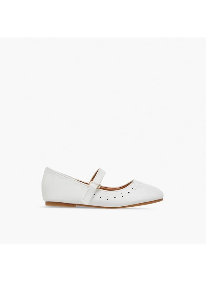 Girls Cutout Detail Ballerina Shoes with Hook and Loop Closure