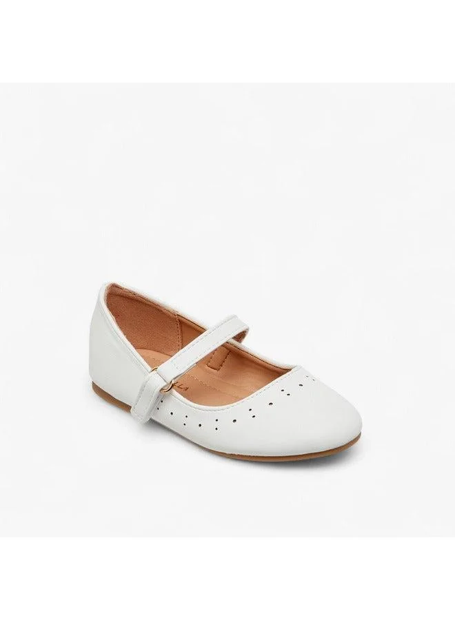 Flora Bella By Shoexpress Girls Cutout Detail Ballerina Shoes with Hook and Loop Closure