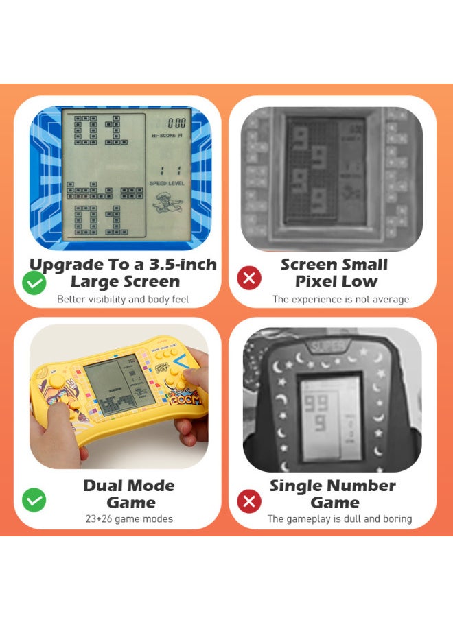 Nostalgic Handheld Electronic Game Machine Handheld Retro Upgrade Large Screen Classic Tetris Mini TEMU-Color:HC-10110 Chinese Pink