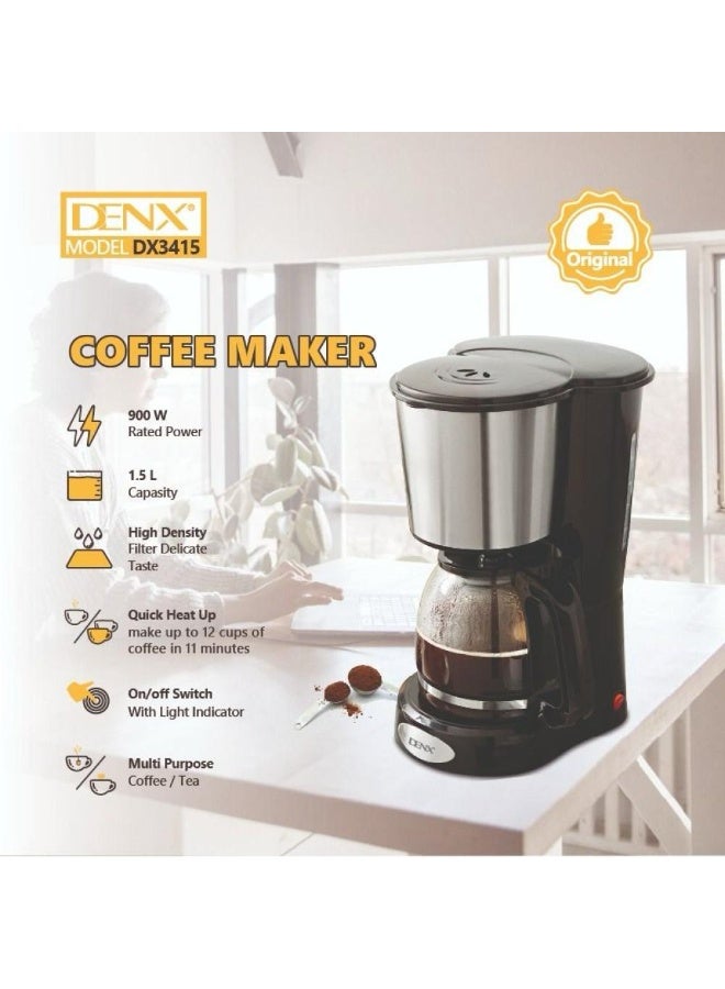 Denx Automatic coffee maker Multifunction 1.5 liter capacity 900 W power DX3415 - Image 4