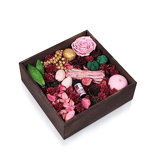 Iris Home Fragrances Rose Peony Potpourri in a Wooden Box- 340g with 5ml Refresher Oil Free - Image 3