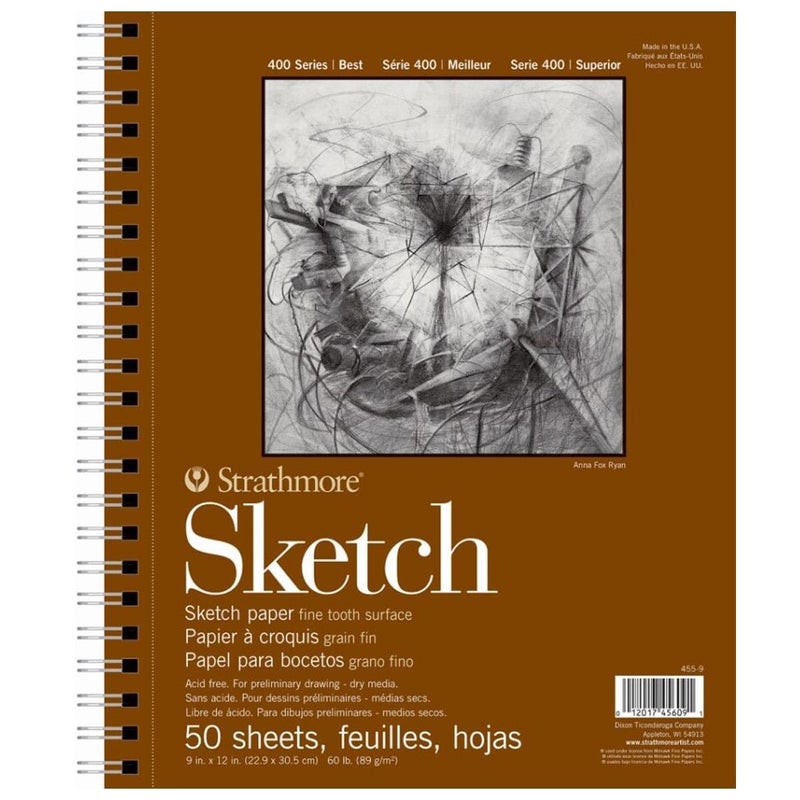 Strathmore 400 Series Sketch Pad 9x12 inch 50 Sheets Artist Sketchbook for Drawing Illustration Art Class Students