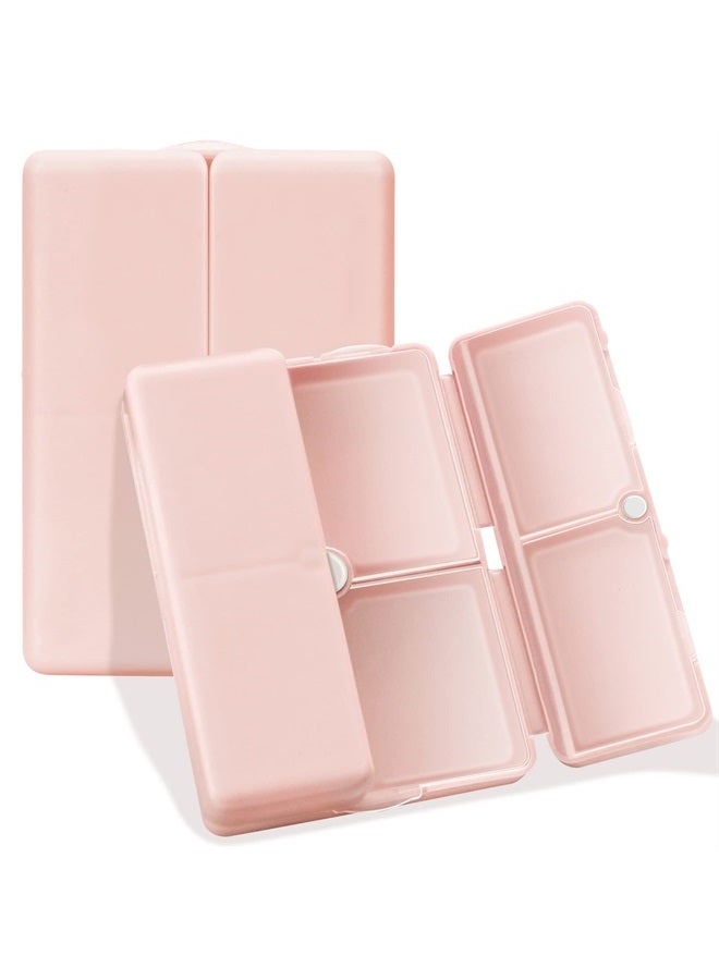 FYY منظم حبوب الدواء اليومي، حافظة حبوب سفر محمولة مكونة من 7 أقسام [تصميم قابل للطي] علبة حبوب الدواء في جيب المحفظة لحمل الفيتامينات وزيت كبد سمك القد والمكملات الغذائية والأدوية - وردي - Image 1