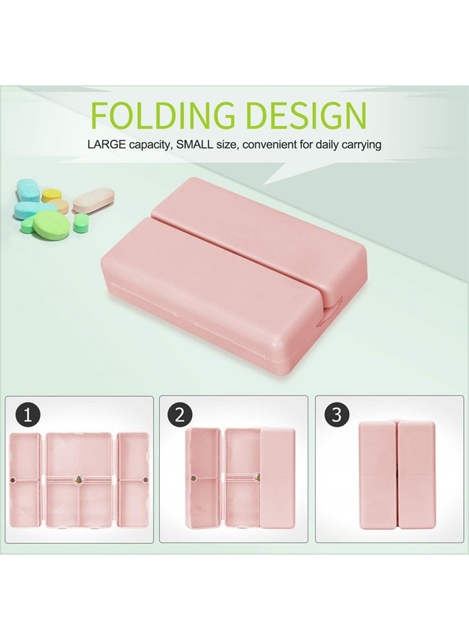 FYY منظم حبوب الدواء اليومي، حافظة حبوب سفر محمولة مكونة من 7 أقسام [تصميم قابل للطي] علبة حبوب الدواء في جيب المحفظة لحمل الفيتامينات وزيت كبد سمك القد والمكملات الغذائية والأدوية - وردي - Image 3