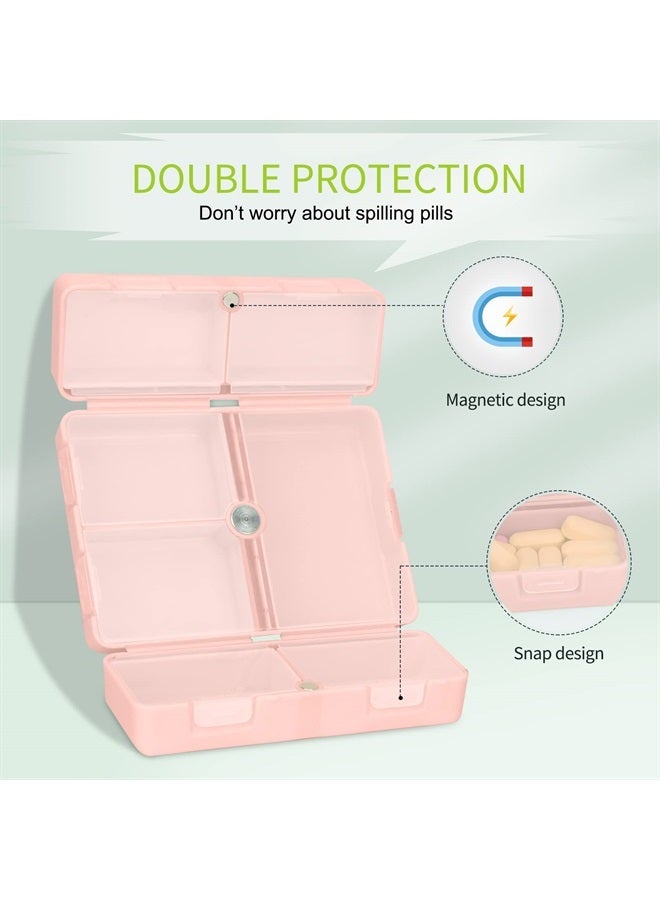 FYY منظم حبوب الدواء اليومي، حافظة حبوب سفر محمولة مكونة من 7 أقسام [تصميم قابل للطي] علبة حبوب الدواء في جيب المحفظة لحمل الفيتامينات وزيت كبد سمك القد والمكملات الغذائية والأدوية - وردي - Image 5