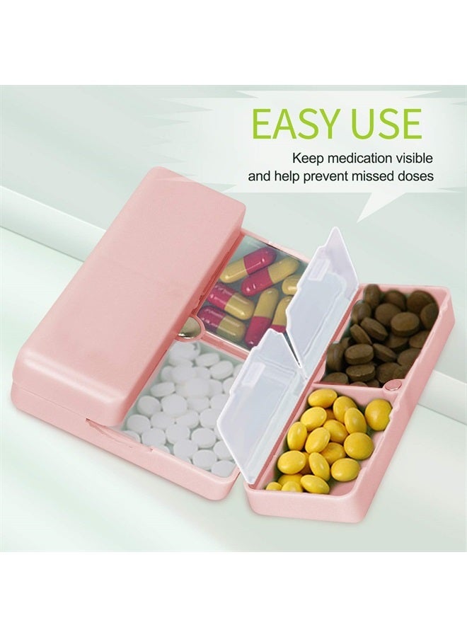 FYY منظم حبوب الدواء اليومي، حافظة حبوب سفر محمولة مكونة من 7 أقسام [تصميم قابل للطي] علبة حبوب الدواء في جيب المحفظة لحمل الفيتامينات وزيت كبد سمك القد والمكملات الغذائية والأدوية - وردي - Image 4