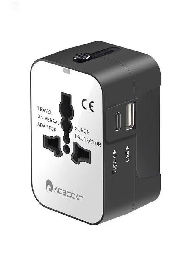 HOMESTAR Universal Travel Adapter with (Type C+USB) 2 USB Ports & AC Outlet, International Plug Converter, Type C/A/G/I All in One Wall Charger Worldwide Adaptor for US to EU UK AUS Asia  - Image 1