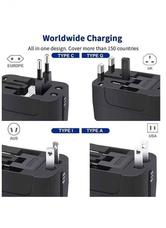 HOMESTAR Universal Travel Adapter with (Type C+USB) 2 USB Ports & AC Outlet, International Plug Converter, Type C/A/G/I All in One Wall Charger Worldwide Adaptor for US to EU UK AUS Asia  - Image 2