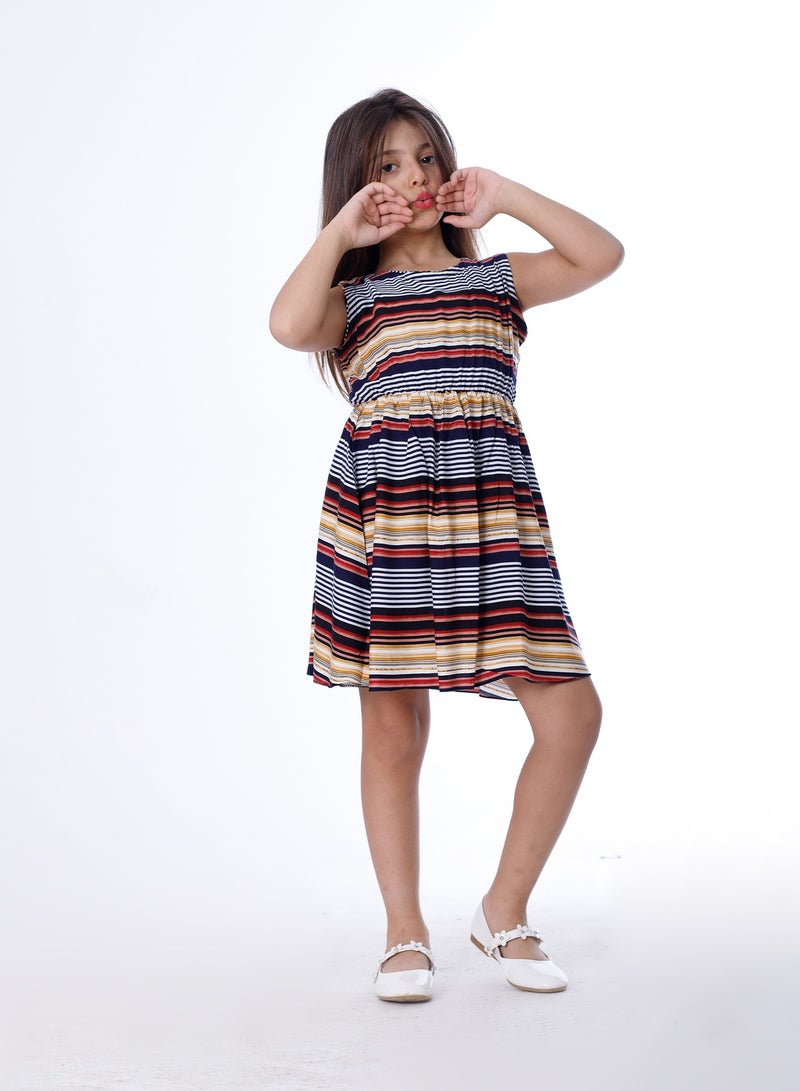 بيبو_فستان مقلم الوان كت_الأزرق الداكن - Image 2