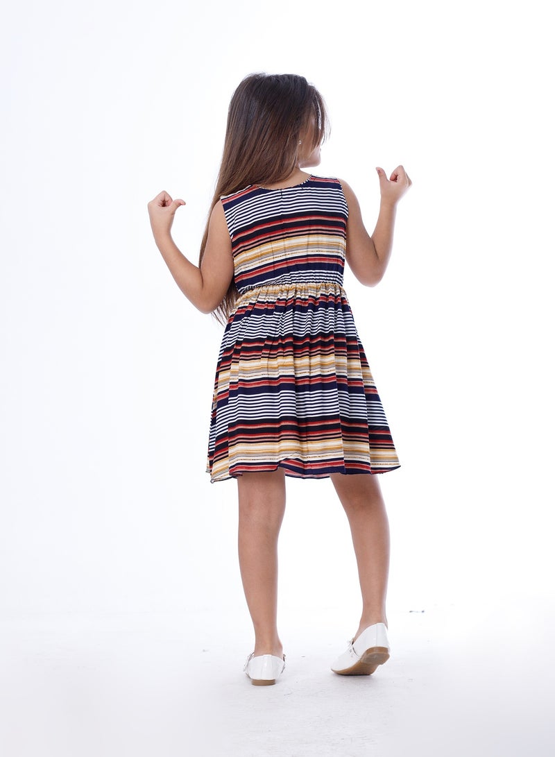 بيبو_فستان مقلم الوان كت_الأزرق الداكن - Image 3