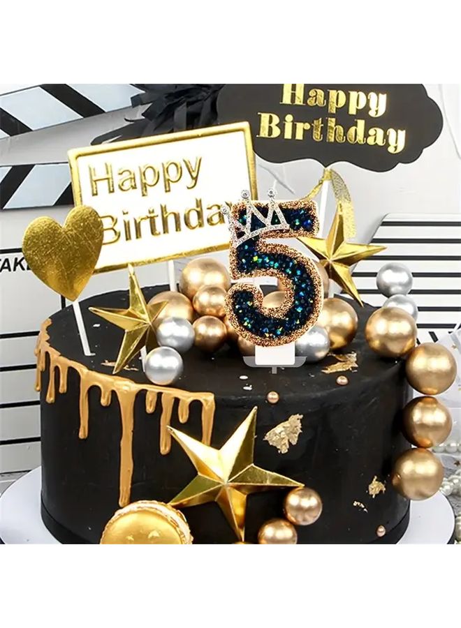 Rose Golden Glittery Number 0 Crown Topper With Rhinestones For Party Decor - Image 4