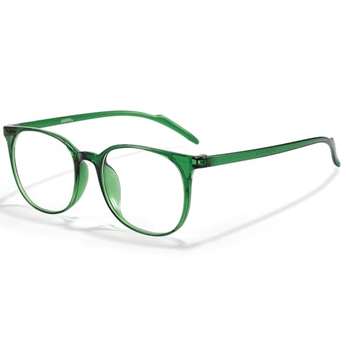 ANRRI Blue Light Blocking Glasses Round Lightweight Eyeglasses Frame Filter Blue Light Computer Game Glasses Green Frame for Men and Women - Image 1