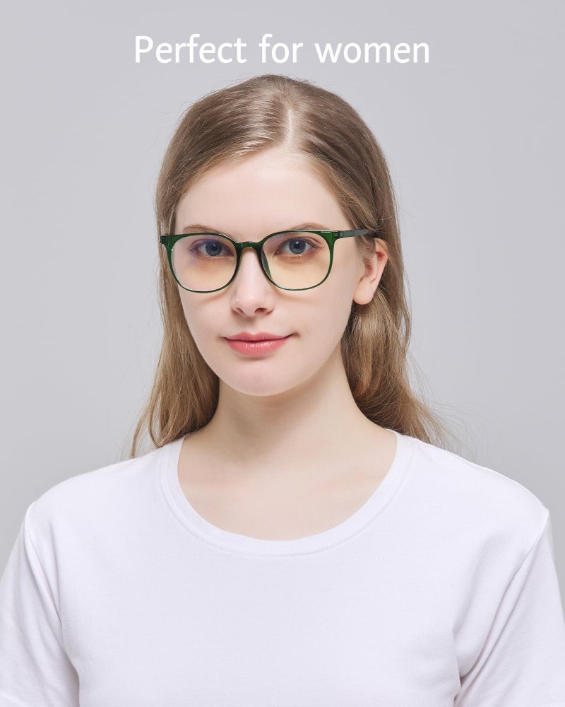 ANRRI Blue Light Blocking Glasses Round Lightweight Eyeglasses Frame Filter Blue Light Computer Game Glasses Green Frame for Men and Women - Image 2