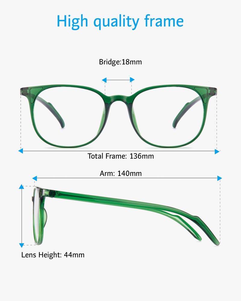 ANRRI Blue Light Blocking Glasses Round Lightweight Eyeglasses Frame Filter Blue Light Computer Game Glasses Green Frame for Men and Women - Image 5
