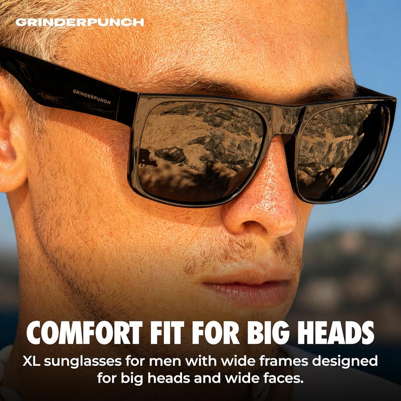 grinderPUNCH Mens Oversized Sunglasses XL Big Head Fit, Extra Wide Frame Sunglasses for Men, Big Heads, XXL Large Wide Shades - Image 5