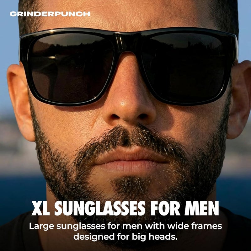 grinderPUNCH Mens Oversized Sunglasses XL Big Head Fit, Extra Wide Frame Sunglasses for Men, Big Heads, XXL Large Wide Shades - Image 2