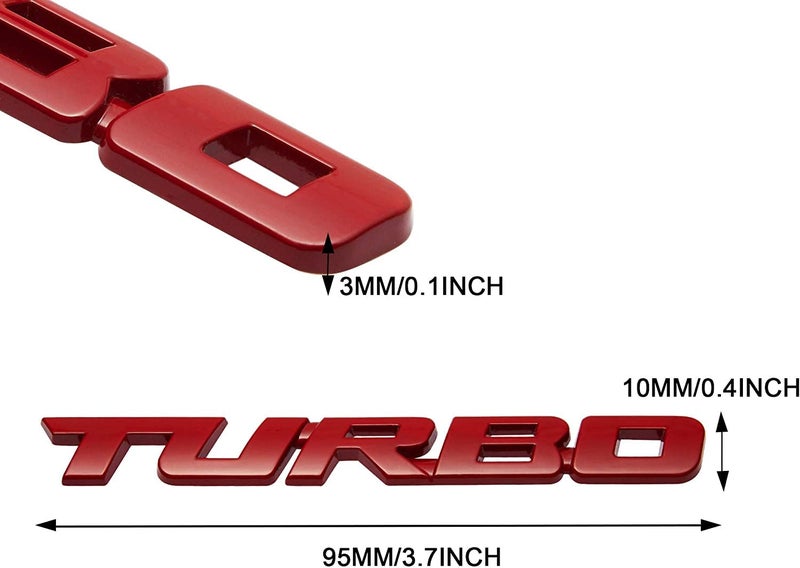 Careflection 3D Badge Emblem for Turbo Red - Shine : 13CM x 2CM Self-Adhesive Non-Rusting Sticker Plated Decal Fender Logo Waterproof Monogram for All Auto mobiles, Vehicles, Cars, Bikes,Laptop, Walls - Image 4