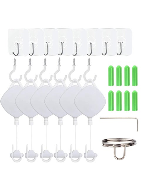 VR Cable Management System, Ceiling Hooks with Retractable Carabiner, KASTWAVE Retractable Ceiling Pulley System for Oculus Quest/Quest 2/HTC Vive/Vive Pro/Oculus Rift/Rift S(6Packs White)