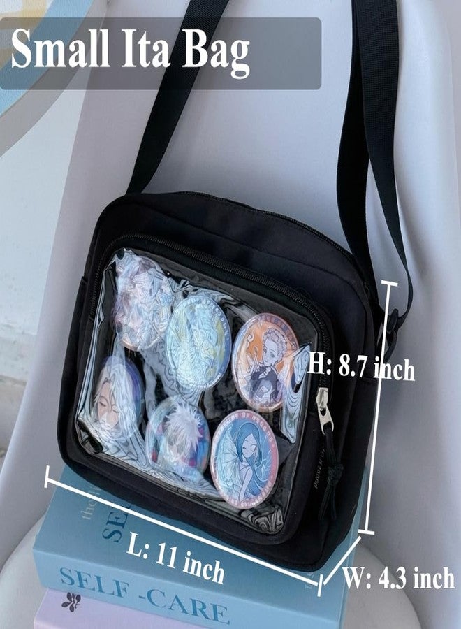 Inshere Small Crossbody Ita Bag, Nylon Cute Pin Display Insert Messenger Bags DIY Ita Handbags Kawaii Shoulder Purse Black - Image 5