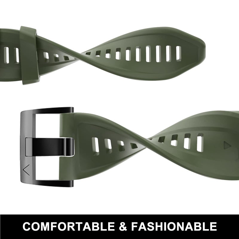 OVERSTEP Compatible with Fenix 7 Watch Band, 22mm Width Soft Silicone Watch Strap for Garmin Fenix 5/Fenix 5 Plus/Fenix 6/Fenix 6 Pro Smartwatch (Military Green) - Image 4