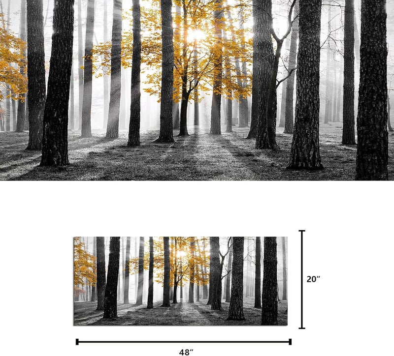 Kalormore Nature Canvas Wall Art - Yellow Tree in Foggy Forest - Image 5