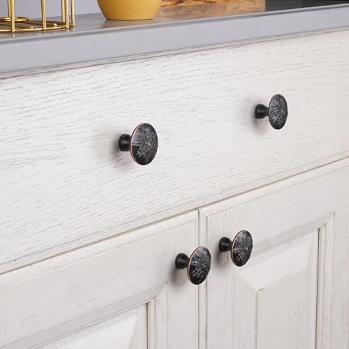 Xlroaafs 10 Pack Oil Rubbed Bronze Cabinet Hardware Knobs,1-2/5" Round Bronze Knobs Handles for Kitchen Cabinets and Drawers Antique Bronze Drawer Pulls - Image 5