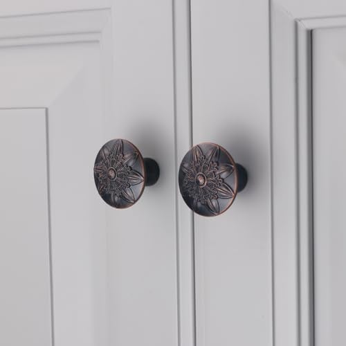 Xlroaafs 10 Pack Oil Rubbed Bronze Cabinet Hardware Knobs,1-2/5" Round Bronze Knobs Handles for Kitchen Cabinets and Drawers Antique Bronze Drawer Pulls - Image 4
