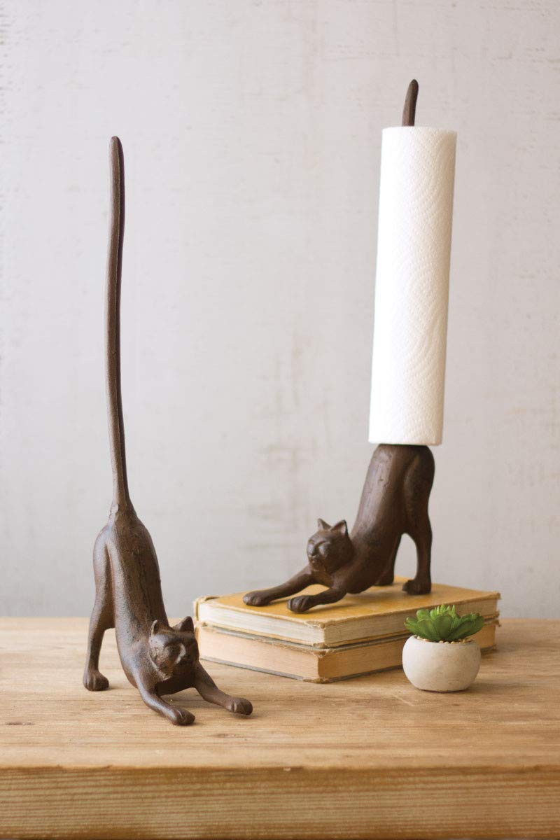 Kalalou Cast Iron Cat Paper Towel Holder - Image 1