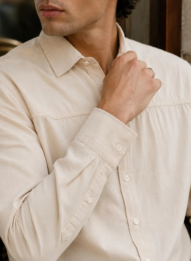 CAHOOT  Men's Green Plain/Basic Regular Shirt For Casual Wear | Collared Neck | Long Sleeve | Button Closure | Polyester Shirt Crafted With Comfort Fit For Everyday Wear (3573) for Men | Best Price UAE