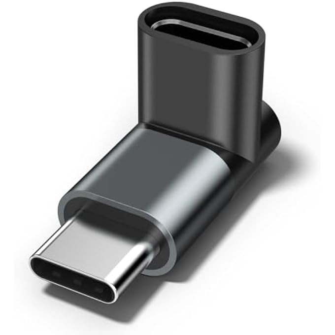 rayihni محول USB C ذكر بزاوية 90 درجة إلى USB C أنثى، 100 واط، نقل بيانات بسرعة 40 جيجابت في الثانية، موسع USB نوع C PD لجهاز نينتندو سويتش 2، ROG Ally، Steam Deck، آيفون 16 / آيفون 15 والمزيد (أسود رمادي) - Image 1