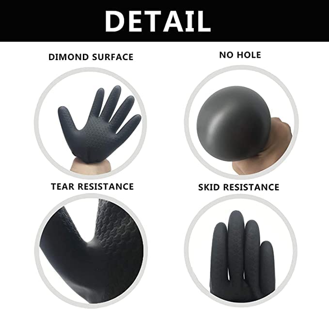 Ekon Pack of 4 Silicon Latex Non Slip Multipurpose Heavy Duty Reusable Safety Rubber Hand Gloves For House Hold Home Dish Utensils Car Washing Kitchen Bathroom Toilet Tiles Cleaning Men Women Black - Image 5