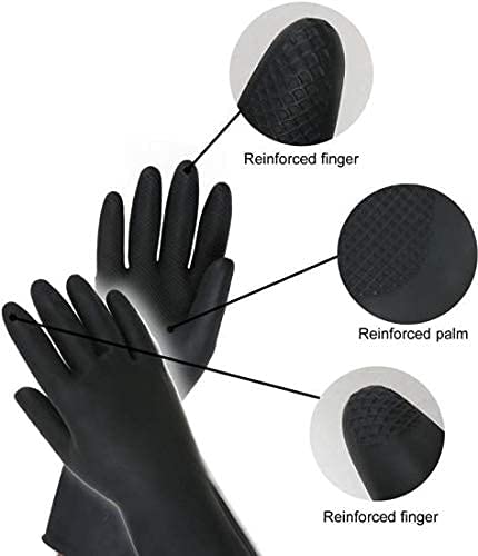 Ekon Pack of 4 Silicon Latex Non Slip Multipurpose Heavy Duty Reusable Safety Rubber Hand Gloves For House Hold Home Dish Utensils Car Washing Kitchen Bathroom Toilet Tiles Cleaning Men Women Black - Image 4