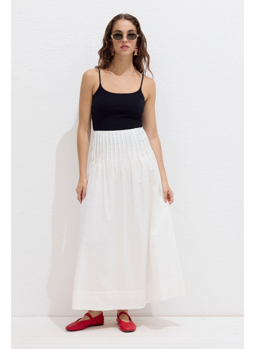 Manuka Ribbed Voile Skirt Ecru  - Image 1