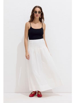 Manuka Ribbed Voile Skirt Ecru  - Image 3