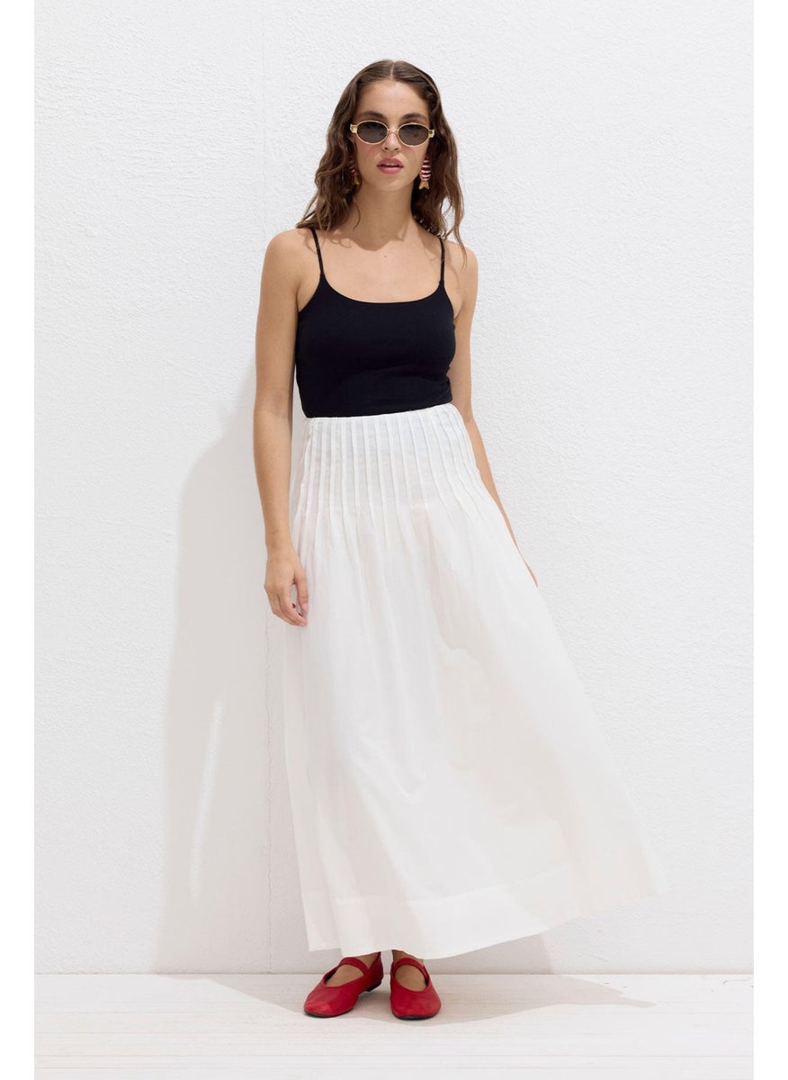 Manuka Ribbed Voile Skirt Ecru  - Image 3