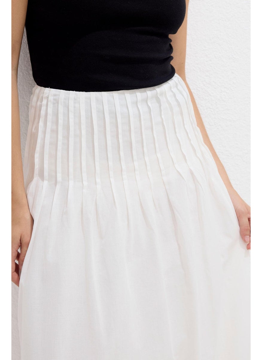 Manuka Ribbed Voile Skirt Ecru  - Image 2