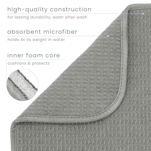 S&T INC. Dish Drying Mat, 16” x 18”, Absorbent Microfiber Kitchen Counter Mat, Dish Drying Pad for Dishes, Utensils, Pots and Pans, Large, Grey - Image 3