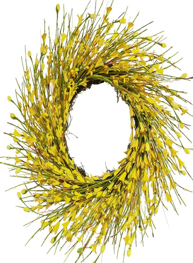 Bibelot 20inch Artificial Forsythia Flower Wreath, All Year Around Wreath for Front Door, Wedding Window Home Wall Indoor Front Door Decor (Yellow, 20in) - Image 1