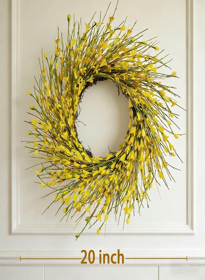 Bibelot 20inch Artificial Forsythia Flower Wreath, All Year Around Wreath for Front Door, Wedding Window Home Wall Indoor Front Door Decor (Yellow, 20in) - Image 4