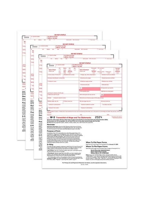 W3 Forms 2024, 10 Form W-3 Summary Laser Forms For Transmittal Of Wage And Tax Statements,Compatible With Quickbooks And Accounting Software, 10 Pack
