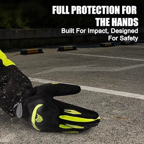 BADOWL RYDON Knuckle Protection Riding Gloves | Anti-Slip Grip & Touchscreen Sports Gloves | Durable, Breathable, All-Weather Design (NEON Green, M) - Image 4