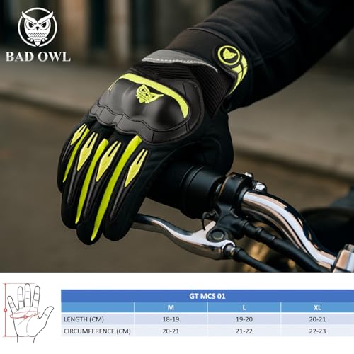 BADOWL RYDON Knuckle Protection Riding Gloves | Anti-Slip Grip & Touchscreen Sports Gloves | Durable, Breathable, All-Weather Design (NEON Green, M) - Image 2
