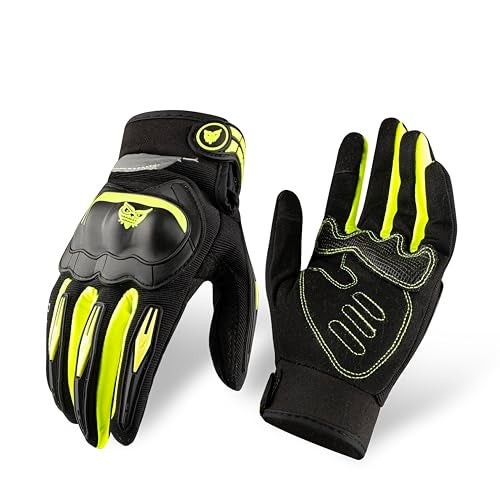 BADOWL RYDON Knuckle Protection Riding Gloves | Anti-Slip Grip & Touchscreen Sports Gloves | Durable, Breathable, All-Weather Design (NEON Green, M) - Image 5