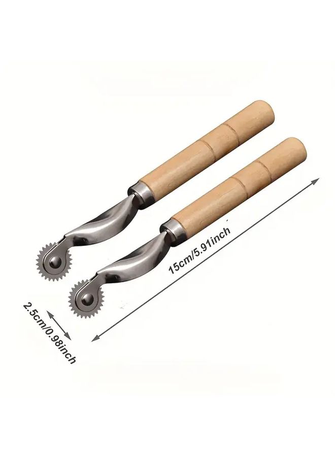 2pcs Metal Paper Punch Tool With Wooden Handle For DIY Crafts Wrapping - Image 2