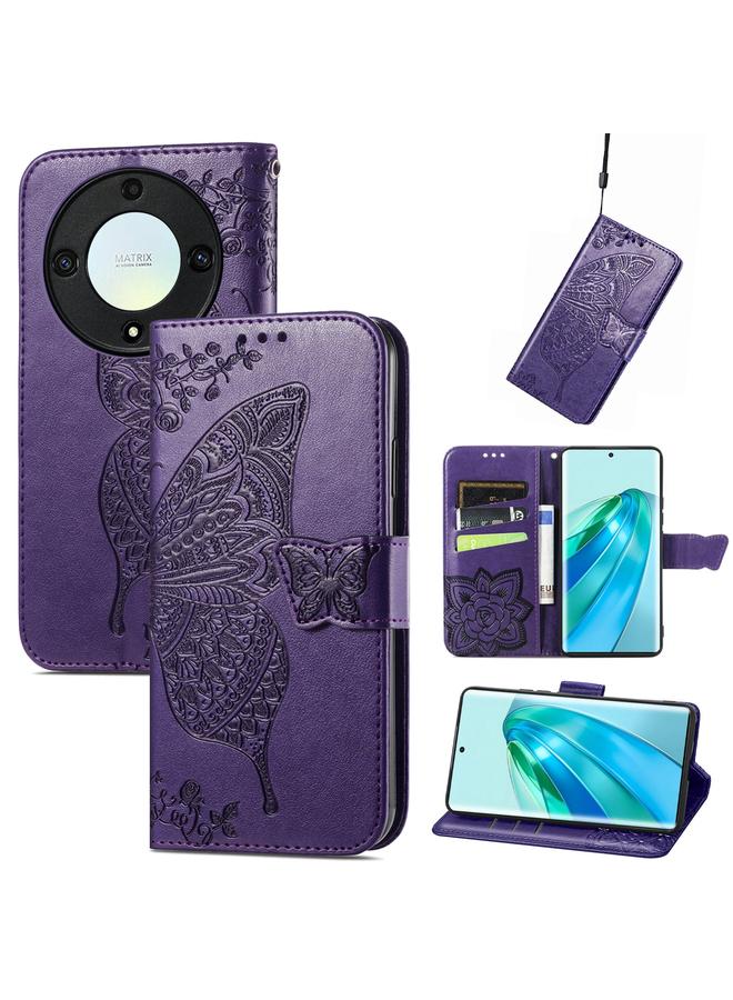 S-TOP Case For Honor X9a Butterfly Love Flower Embossed Leather Phone Case - Image 1