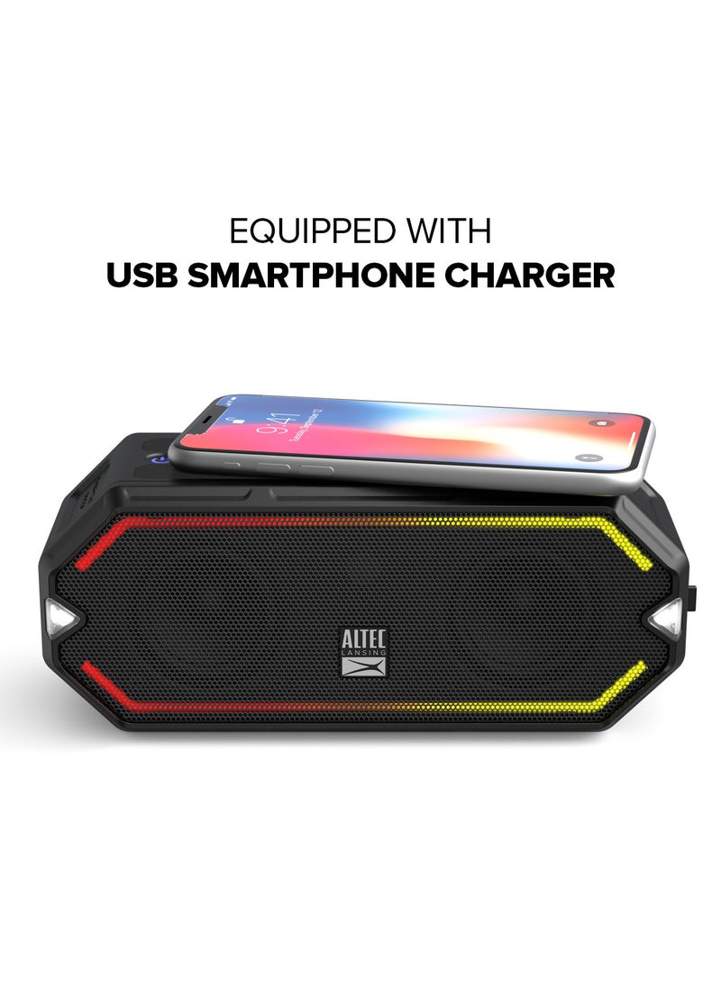 Altec Lansing - HydraBlast Wireless Portable Bluetooth Speaker, IP67 Waterproof for Parties, USB C Rechargeable Outdoor Speakers with Built in Phone Charger and LED Lights, 20 Hour Playtime - Image 1